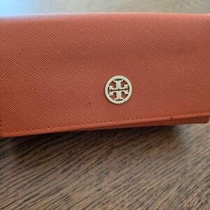 Tory Burch Orange Saffiano Sunglasses Case Magnetic Foldable Triangle Case